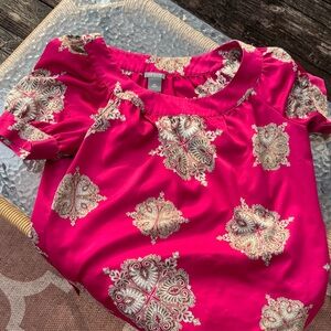 Ann Taylor Fuchsia and Gold Patterned Blouse